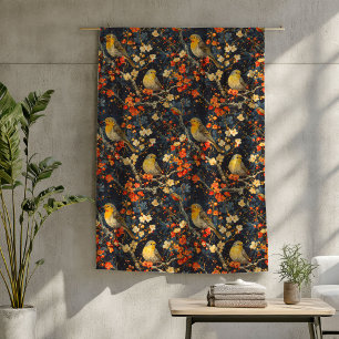 Birds and Flowers Blanket for Cozy Fall Nights