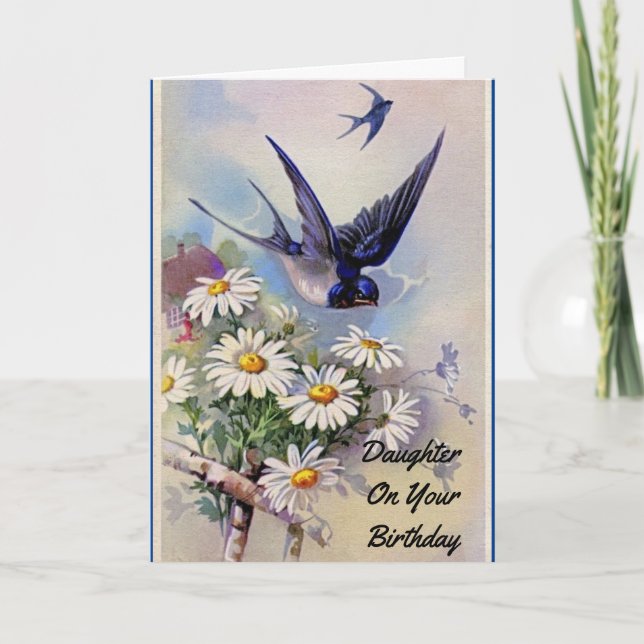 Birds And Flowers Daughter Birthday Card (Front)