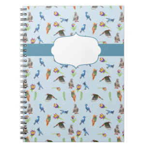 Birds and flowers spiral notebook