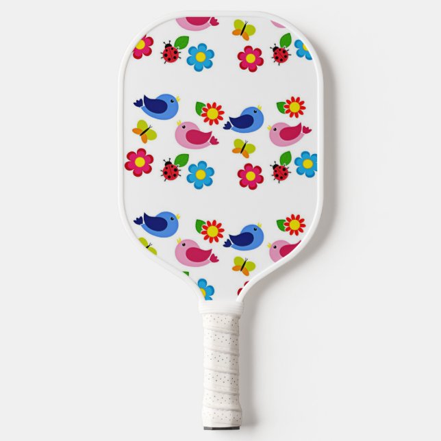 Birds and flowers spring time pickleball paddle (Front)