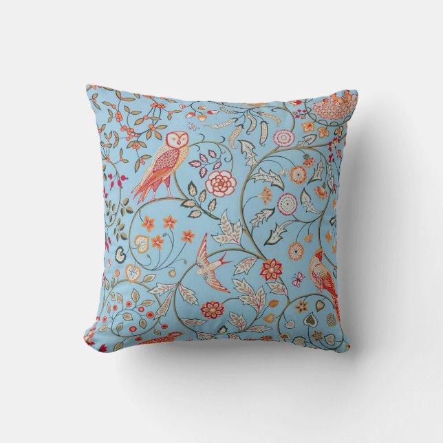 Birds and Flowers, William Morris Cushion (Front)