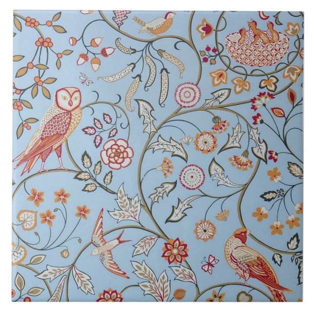 Birds and Flowers, William Morris Tile (Front)