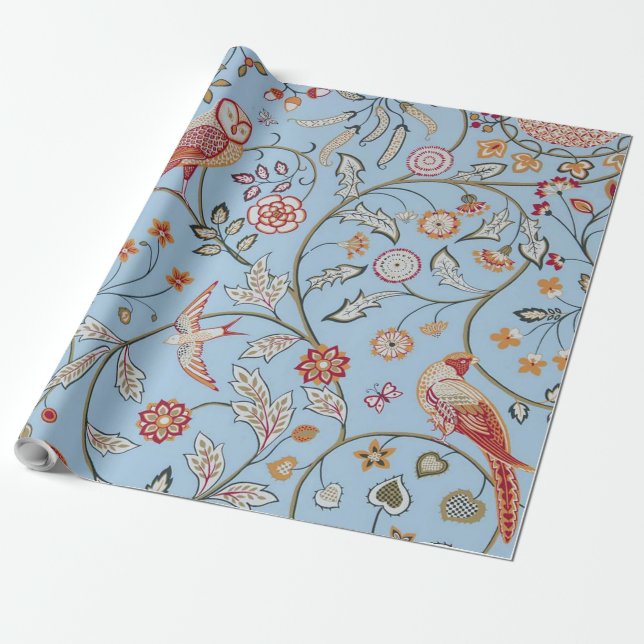 Birds and Flowers, William Morris Wrapping Paper (Unrolled)