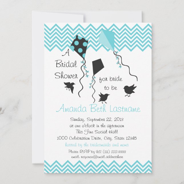 Birds and Kites Bridal Shower Invitation (Front)