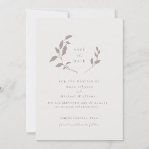 Birds and leaves,  pink   beige save the date invitation