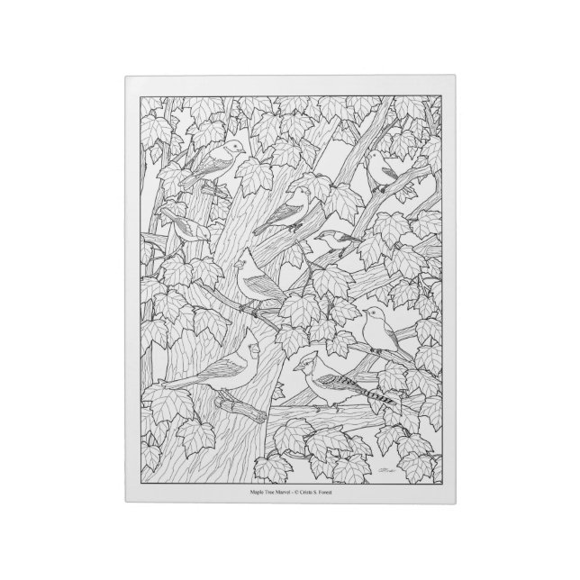 Birds and Maple Tree U-Colour Notepad (Rotated)