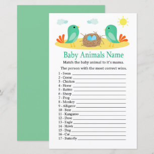 Birds and nest Baby Animals Name Game