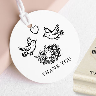 Birds and Nest Baby Shower Thank You Rubber Stamp