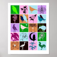 Birds and Plants Silhouette Animal Collage Art
