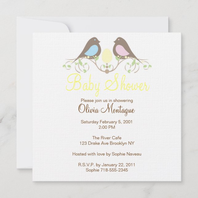 Birds and their lil Egg Baby Shower Invitation (Front)