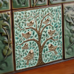 Birds and Tree of Life Sage Green Art Nouveau Tile<br><div class="desc">Welcome to CreaTile! Here you will find handmade tile designs that I have personally crafted and vintage ceramic and porcelain clay tiles, whether stained or natural. I love to design tile and ceramic products, hoping to give you a way to transform your home into something you enjoy visiting again and...</div>