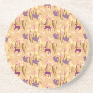 Birds and Unicorns on Spring Meadow Coaster