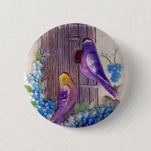 Birds andBird House Birthday 6 Cm Round Badge