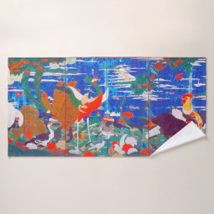 Birds, Animals, and Flowering Plants(Left) Jakuch Bath Towel