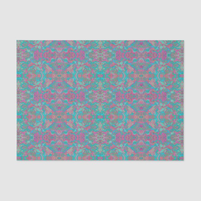 Birds Arabesque Bohemian Boho Turquoise Pattern Tissue Paper (Front)