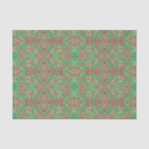 Birds Arabesque Oriental Bohemian Boho Red Green Tissue Paper