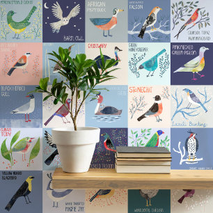 Birds Around the World Watercolor Art Wallpaper