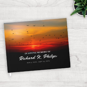 Birds At Sunrise Sky Celebrating the Life Guest Book