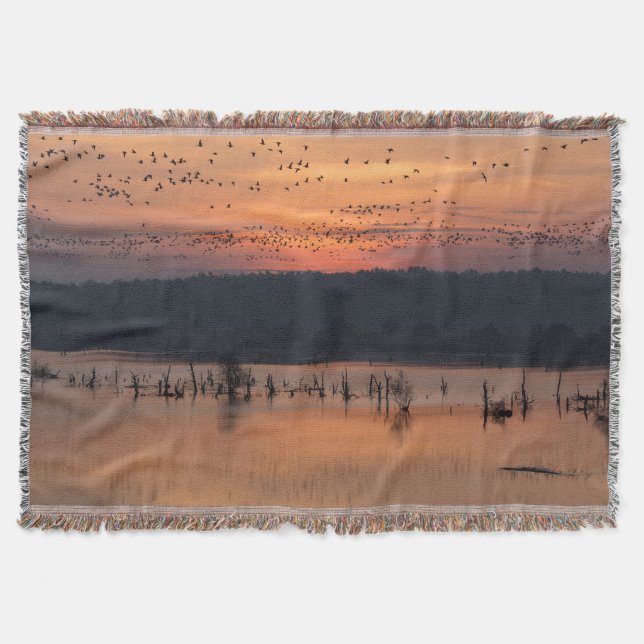 Birds at sunrise throw blanket (Front)
