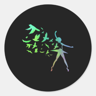 Birds Ballerina Silhouette Ballet Dancing Classic Round Sticker