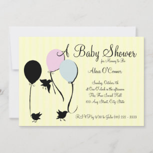 Birds Balloons and Baby Invitation