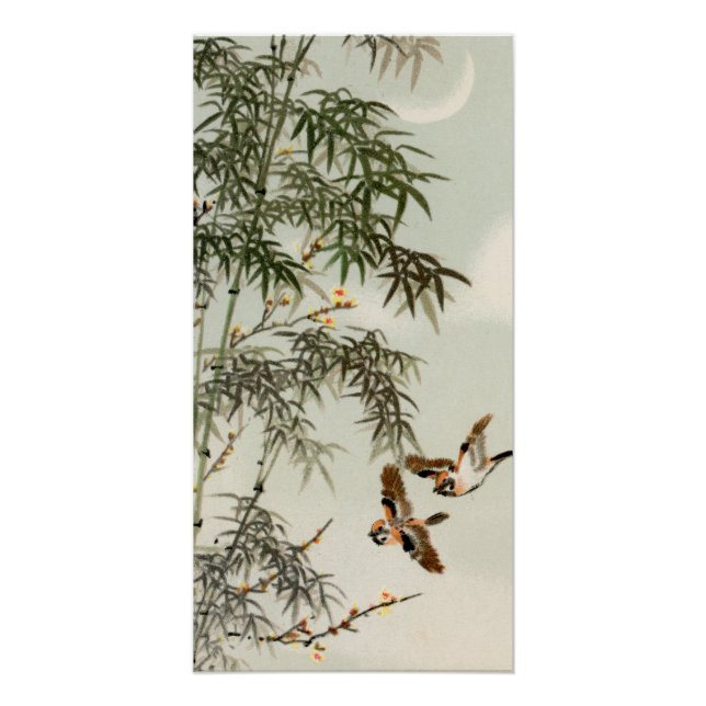Birds Bamboo Asian Japanese Vintage Poster (Front)