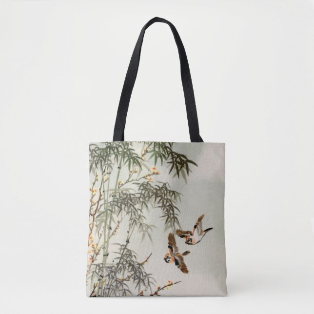 Birds Bamboo Asian Japanese Vintage Tote Bag (Front)