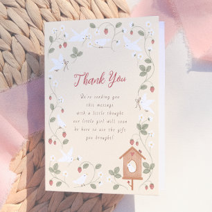 Birds & Berries Girl Baby Shower Thank You Card