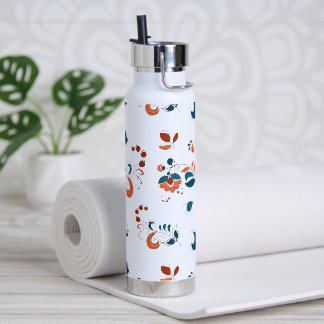 Birds & Berries in Russian Style Water Bottle