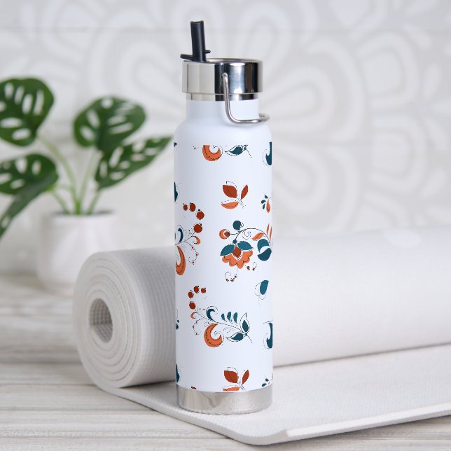 Birds & Berries in Russian Style Water Bottle (Yoga (Rotated))