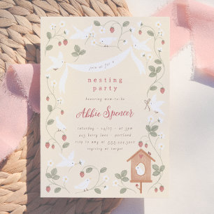 Birds & Berries Nesting Party Girl Baby Shower Invitation