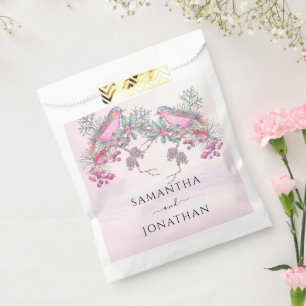 Birds & Berries Pinecone Watercolor Winter Wedding Favour Bags