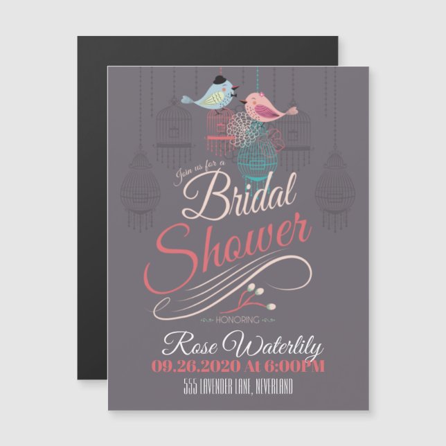 Birds Bridal Shower Magnetic Invitation (Front/Back)