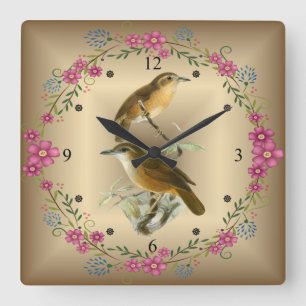 Birds ~ Buff Breasted Babbler ~ J. G. Keulemans ~ Square Wall Clock