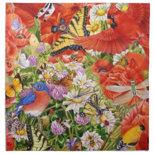Birds, Butterflies and Bees Cloth Napkins