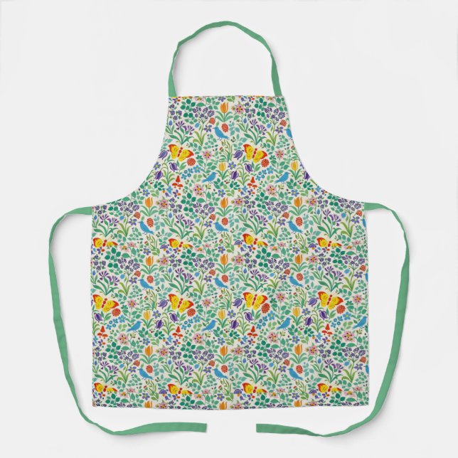 Birds, Butterflies & Wildflowers Pattern Apron (Front)