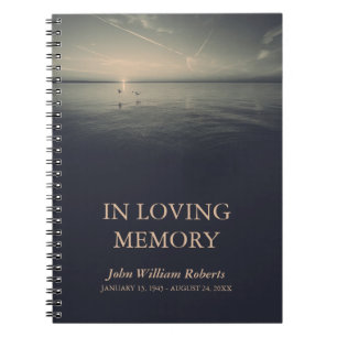 Birds by Ocean Sunrise In Loving Memory Guestbook Spiral Notebook