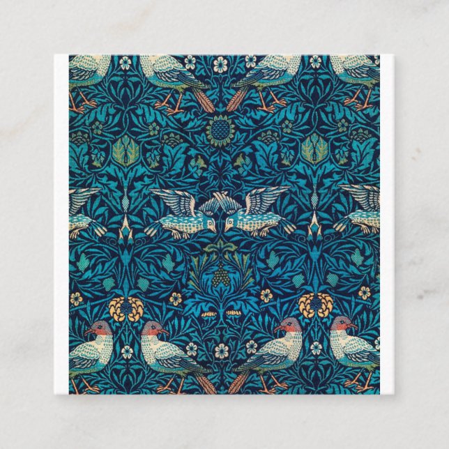 Birds By William Morris Square Business Card (Front)