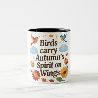 Birds Carry Autumn’s Spirit on Wings Two-Tone Coffee Mug