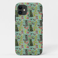 Birds Cats And Flowers Retro Small Pattern