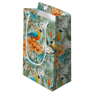 Birds Chinoiserie Mint Orange Small Gift Bag