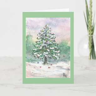 'Birds' Christmas" watercolor Holiday Card