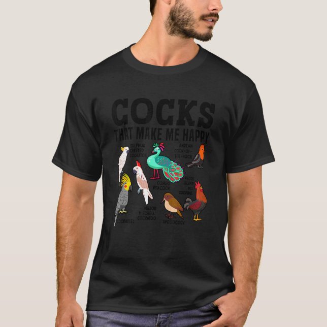 Birds Collection Rooster Peacock Cockatoo Cockatie T-Shirt (Front)