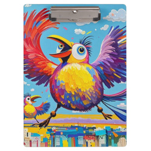 Birds colourful art abstract fat giant cute funny  clipboard