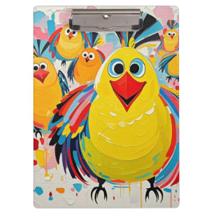 Birds colourful art abstract fat giant cute funny clipboard