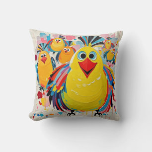 Birds colourful art abstract fat giant cute funny  cushion