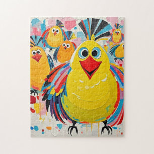 Birds colourful art abstract fat giant cute funny jigsaw puzzle