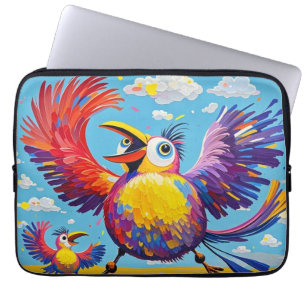 Birds colourful art abstract fat giant cute funny laptop sleeve