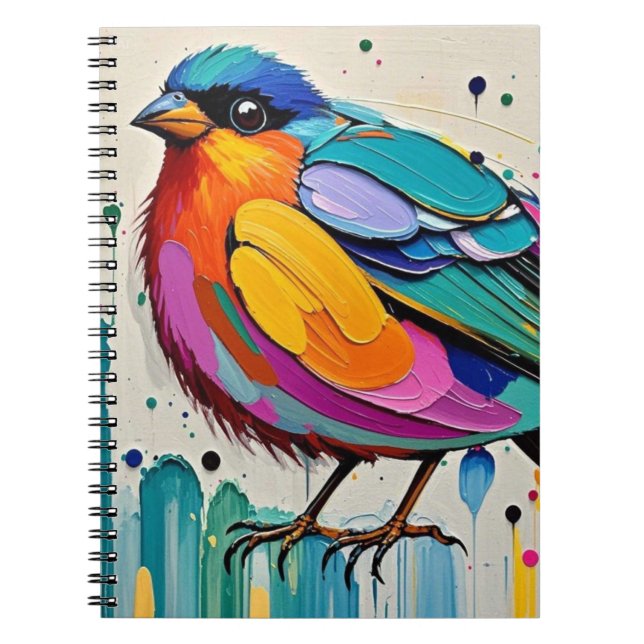 Birds colourful art abstract fat giant cute funny  notebook (Front)