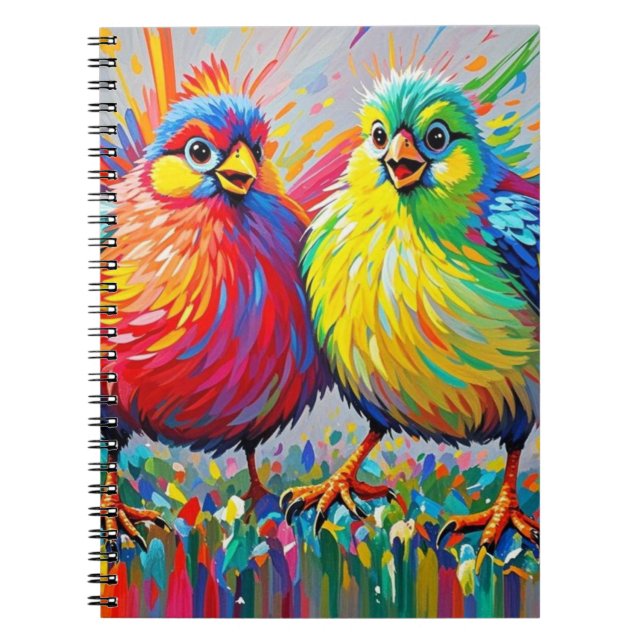 Birds colourful art abstract fat giant cute funny  notebook (Front)